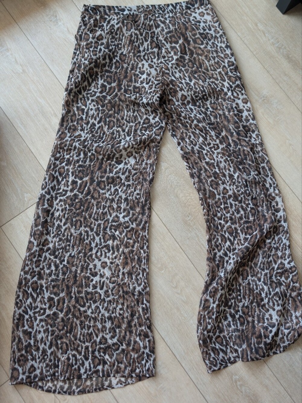 QED London Brown Leopard Print Wide Leg Pants